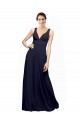 V-Neck Long Chiffon Dark Navy Sleeveless Wedding Guest Dress Victoria