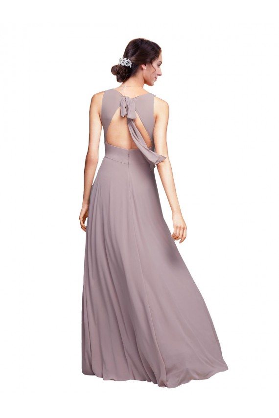 V-Neck Long Chiffon Dark Navy Sleeveless Wedding Guest Dress Victoria