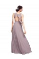 V-Neck Long Chiffon Dark Navy Sleeveless Wedding Guest Dress Victoria