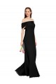 Off the Shoulder Long Soft Chiffon Black Sleeveless Prom Dress / Bridesmaid Dress Victoria