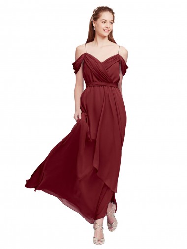 Sweetheart Long Soft Chiffon Burgundy Sleeveless Formal Dress / Bridesmaid Dress Victoria
