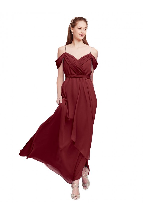 Sweetheart Long Soft Chiffon Burgundy Sleeveless Formal Dress / Bridesmaid Dress Victoria
