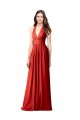 V-Neck Long Soft Chiffon Red Sleeveless Bridesmaid Dress / Formal Dress Victoria