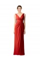 V-Neck Long Soft Chiffon Red Sleeveless Bridesmaid Dress Victoria