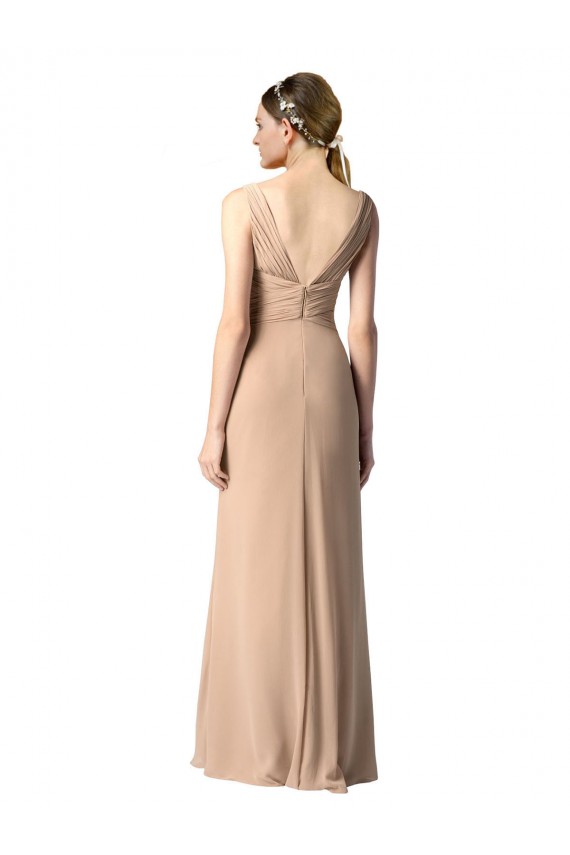V-Neck Long Soft Chiffon Red Sleeveless Bridesmaid Dress Victoria
