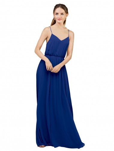 Sweetheart Long Chiffon Royal Blue A-Line Sleeveless Bridesmaid Dress / Evening Dress Victoria