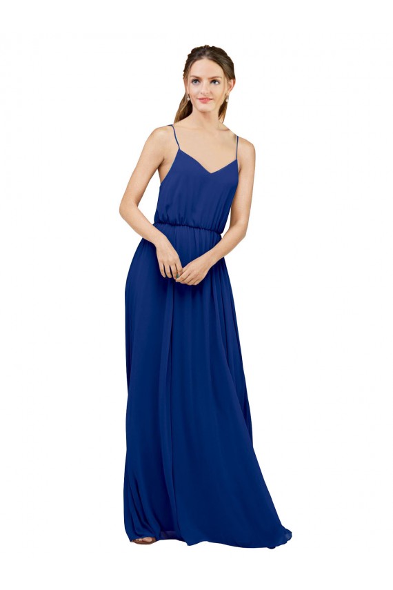 Sweetheart Long Chiffon Royal Blue A-Line Sleeveless Bridesmaid Dress / Evening Dress Victoria