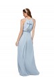 High Neck Long Soft Chiffon Royal Blue A-Line Sleeveless Bridesmaid Dress Victoria