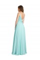 V-Neck Long Soft Chiffon & Satin Waterfall Sleeveless Bridesmaid Dress Victoria