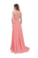 Halter Neck Long Chiffon Watermelon Sleeveless Bridesmaid Dress / Evening Dress Victoria