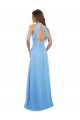 Halter Neck Long Chiffon Periwinkle Sleeveless Bridesmaid Dress / Evening Dress Victoria