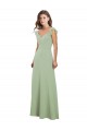 Sweetheart Long Soft Chiffon Smoke Green Cap Sleeves Bridesmaid Dress / Formal Dress Victoria