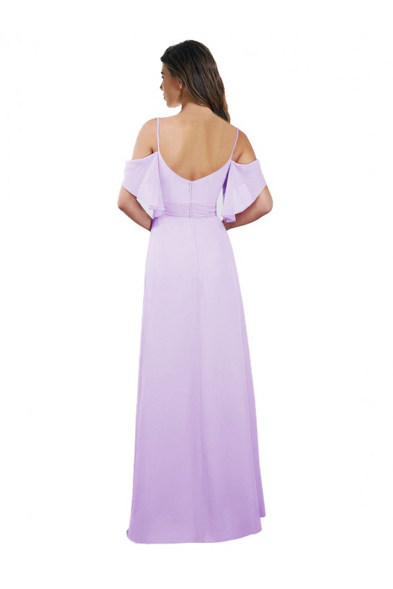 Sweetheart Long Soft Chiffon Lilac Cold Shoulder Formal Dress / Bridesmaid Dress Victoria