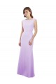 Round Neck Long Soft Chiffon Lilac Cap Sleeves Bridesmaid Dress Victoria