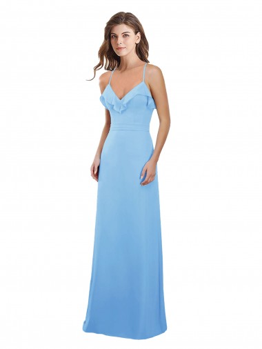Sweetheart Long Soft Chiffon Periwinkle Sleeveless Bridesmaid Dress Victoria