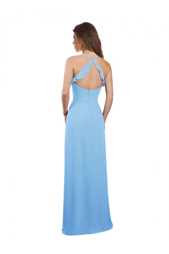 Sweetheart Long Soft Chiffon Periwinkle Sleeveless Bridesmaid Dress Victoria