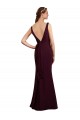 V-Neck Long Soft Chiffon Burgundy Gold Sleeveless Bridesmaid Dress Victoria
