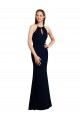 Halter Neck Long Soft Chiffon Dark Navy Sleeveless Bridesmaid Dress Victoria