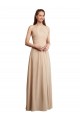 Halter Neck Long Soft Chiffon Champagne Sleeveless Bridesmaid Dress Victoria