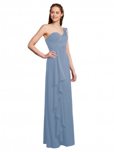 Sweetheart Long Chiffon Dusty Blue Sleeveless Formal Dress / Bridesmaid Dress Victoria