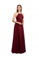 Halter Neck Long Chiffon Burgundy Sleeveless Bridesmaid Dress / Evening Dress Victoria