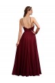 Halter Neck Long Chiffon Burgundy Sleeveless Bridesmaid Dress / Evening Dress Victoria