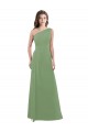 One Shoulder Long Soft Chiffon Seagrass Sleeveless Bridesmaid Dress Victoria