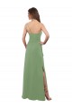One Shoulder Long Soft Chiffon Seagrass Sleeveless Bridesmaid Dress Victoria