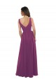 V-Neck Long Soft Chiffon Wild Berry A-Line Sleeveless Bridesmaid Dress Victoria