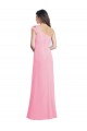 One Shoulder Long Chiffon Barely Pink Sleeveless Bridesmaid Dress Victoria
