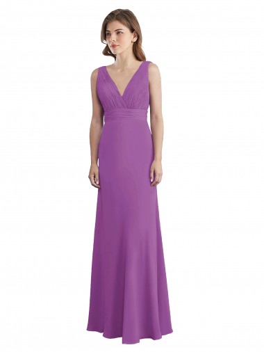 V-Neck Long Soft Chiffon Dahlia Sleeveless Bridesmaid Dress Victoria