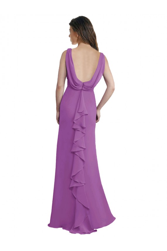 V-Neck Long Soft Chiffon Dahlia Sleeveless Bridesmaid Dress Victoria