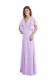 V-Neck Long Soft Chiffon Lilac Split Sleeves Bridesmaid Dress Victoria