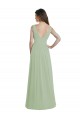 V-Neck Long Soft Chiffon Smoke Green Sleeveless Formal Dress / Bridesmaid Dress Victoria