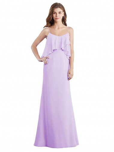 Scoop Neck Long Chiffon Lilac Sleeveless Bridesmaid Dress / Evening Dress Victoria