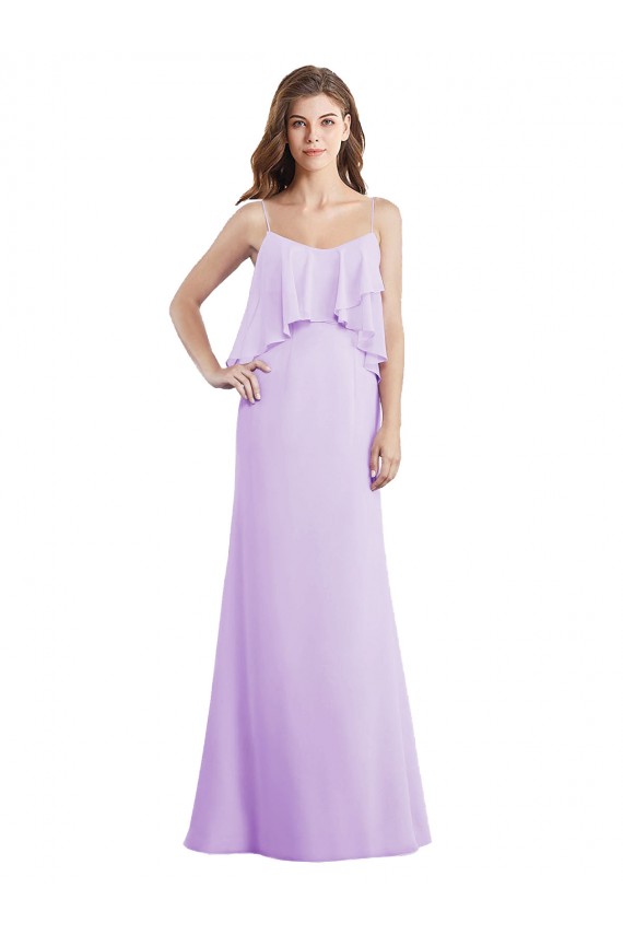 Scoop Neck Long Chiffon Lilac Sleeveless Bridesmaid Dress / Evening Dress Victoria
