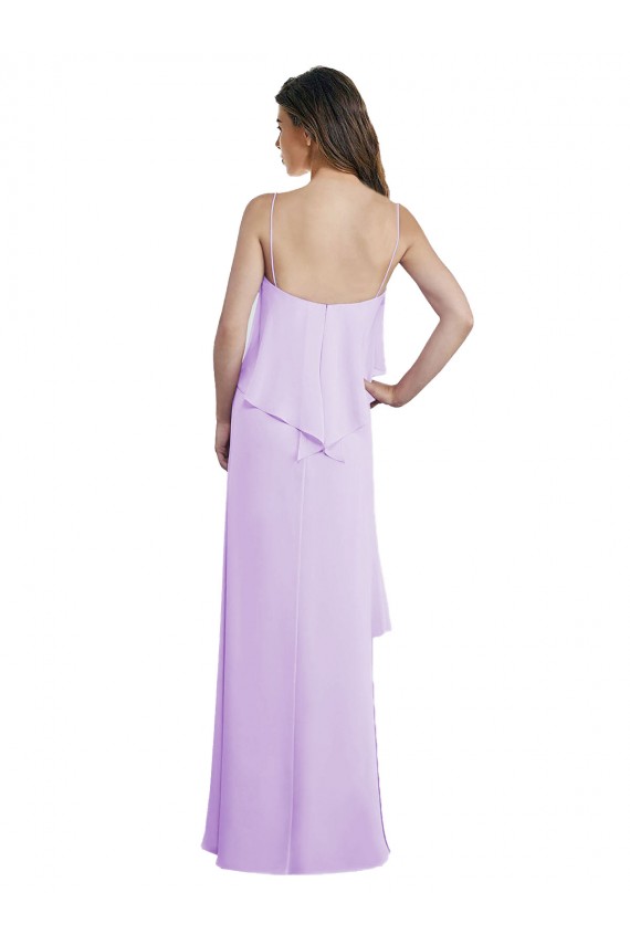 Scoop Neck Long Chiffon Lilac Sleeveless Bridesmaid Dress / Evening Dress Victoria