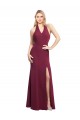 Halter Neck Long Soft Chiffon Burgundy Mermaid Sleeveless Bridesmaid Dress Victoria