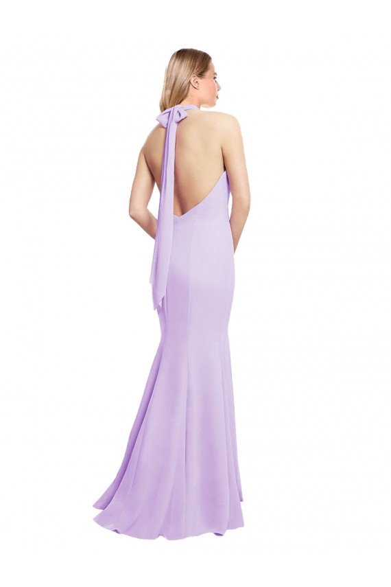 Halter Neck Long Soft Chiffon Burgundy Mermaid Sleeveless Bridesmaid Dress Victoria