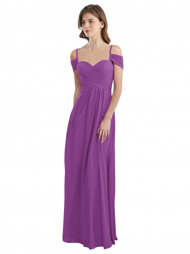 Sweetheart Long Soft Chiffon Dahlia Cold Shoulder Bridesmaid Dress Victoria