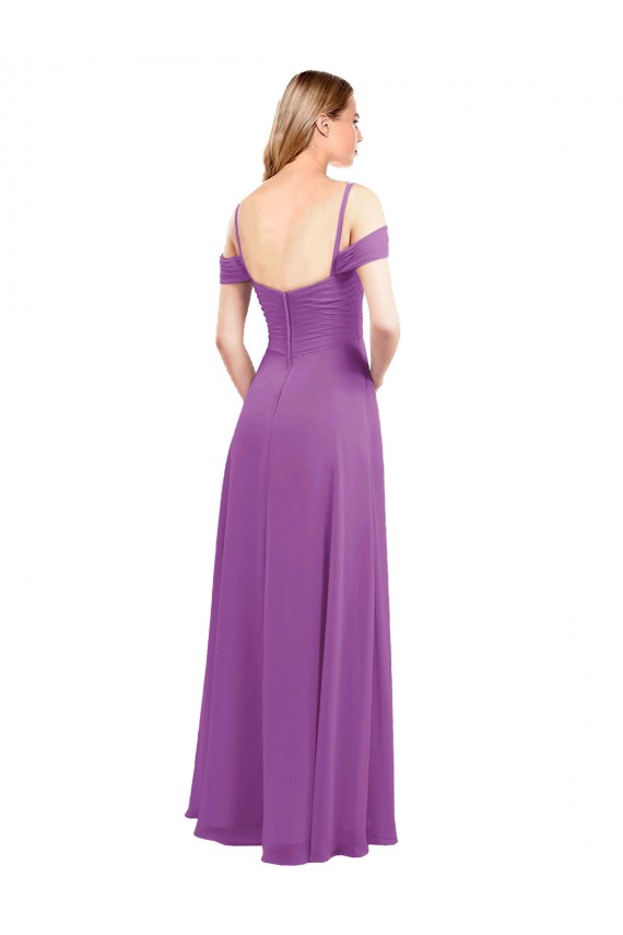 Sweetheart Long Soft Chiffon Dahlia Cold Shoulder Bridesmaid Dress Victoria