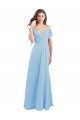 Sweetheart Long Soft Chiffon Light Sky Blue Cold Shoulder Bridesmaid Dress Victoria