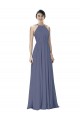 Halter Neck Long Soft Chiffon Silver Stone Sleeveless Formal Dress / Bridesmaid Dress Victoria