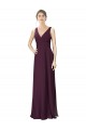 V-Neck Long Soft Chiffon & Lace Grape Sleeveless Bridesmaid Gown Victoria