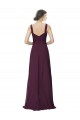 V-Neck Long Soft Chiffon & Lace Grape Sleeveless Bridesmaid Gown Victoria