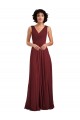 V-Neck Long Soft Chiffon Burgundy Sleeveless Bridesmaid Dress Victoria