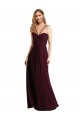 Spaghetti Straps Long Chiffon Burgundy Gold Sleeveless Wedding Party Dress Victoria