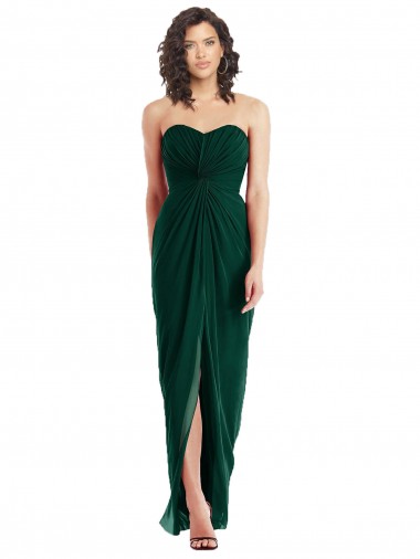Strapless Long Soft Chiffon Ever Green Sleeveless Bridesmaid Dress Victoria