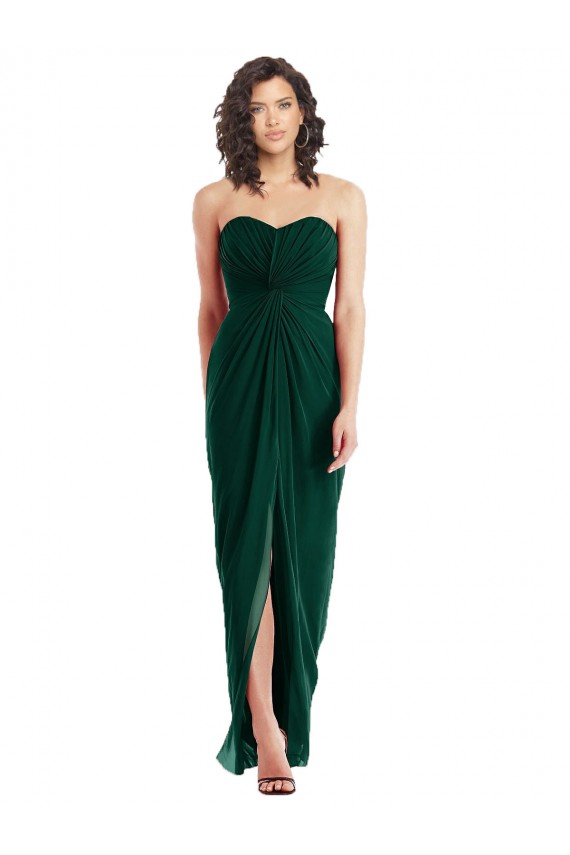 Strapless Long Soft Chiffon Ever Green Sleeveless Bridesmaid Dress Victoria