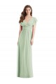 V-Neck Long Soft Chiffon Sage Flutter Sleeves Bridesmaid Dress Victoria